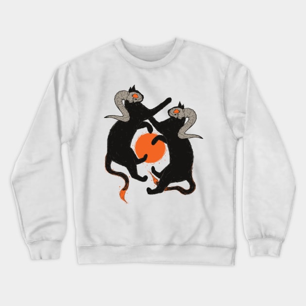 Kitty Demon Twins Crewneck Sweatshirt by Jess Adams